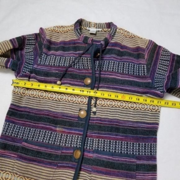 VINTAGE Dress Barn Button Jacket Womens Medium Striped Retro Knit Coat - Picture 6 of 9